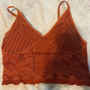 Women’s Fornia burnt orange crochet detail bralette size small/medium
